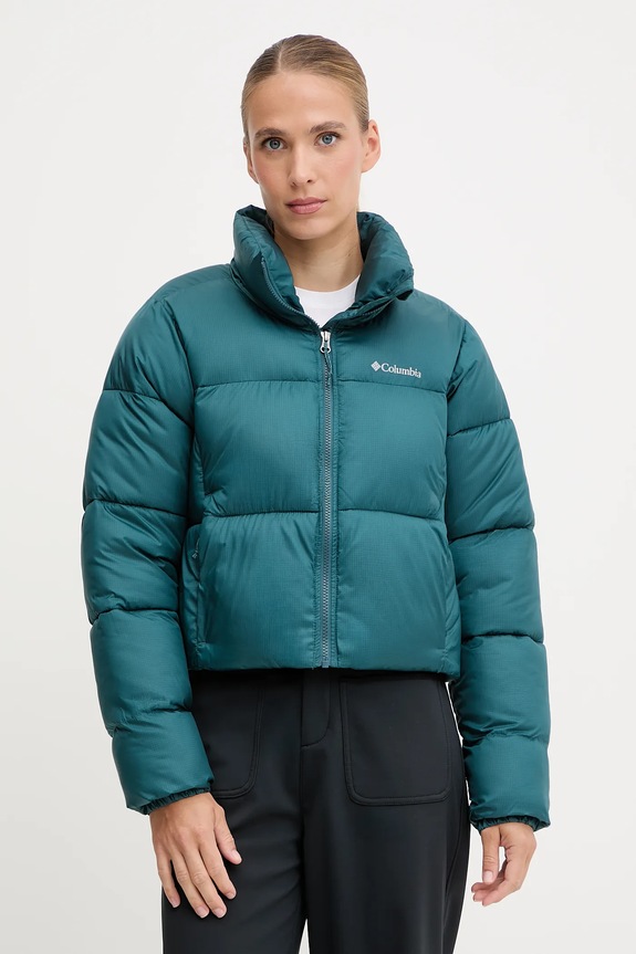 Bunda Columbia Puffect Colorblock s podšívkou tyrkysová 2088501