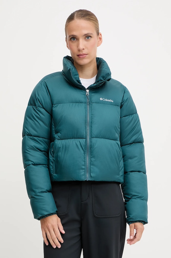 Bunda Columbia Puffect Colorblock s podšívkou tyrkysová 2088501