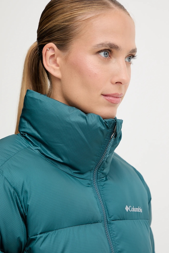 Bunda Columbia Puffect Colorblock tyrkysová 2088501