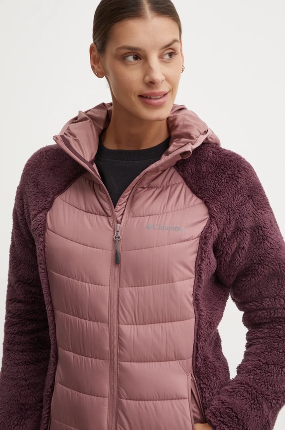Αθλητικό μπουφάν Columbia Powder Lite Sherpa Hybrid ροζ 2089521