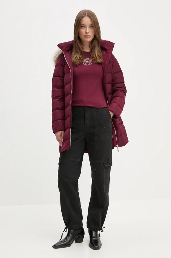 Páperová bunda Tommy Hilfiger WW0WW43234 burgundské AW24