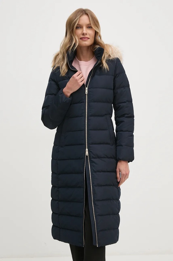 Péřová bunda Tommy Hilfiger bez podšívky námořnická modř WW0WW43601