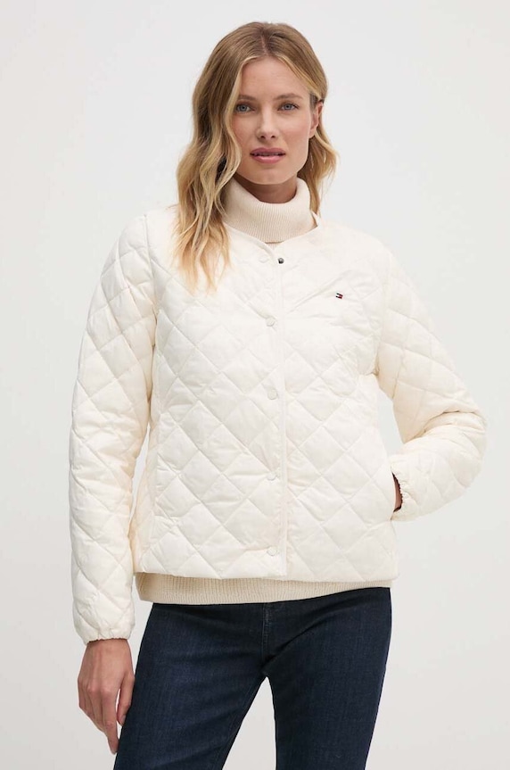 Tommy Hilfiger kurtka puchowa bez kaptura beżowy WW0WW43215