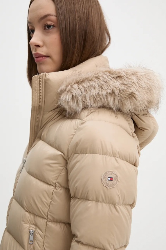 Μπουφάν με επένδυση από πούπουλα Tommy Hilfiger μπεζ WW0WW43520