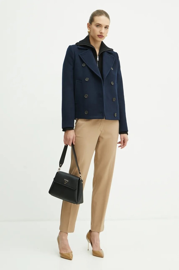 MICHAEL Michael Kors geaca de lana MF420GJBQA bleumarin AW24