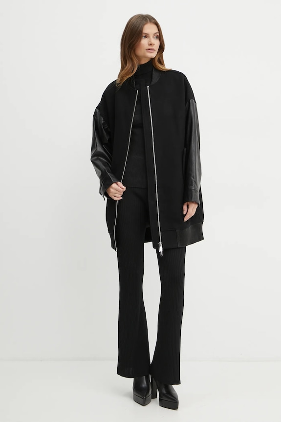 MICHAEL Michael Kors kurtka bomber wełniana bez kaptura czarny MF420FPBQA