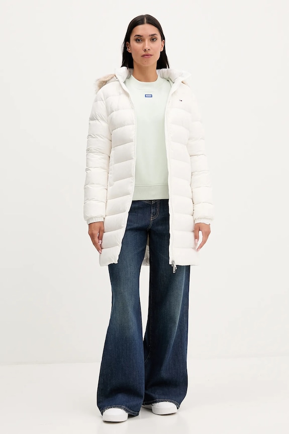 Tommy Jeans geacă de puf DW0DW18864 alb AW25