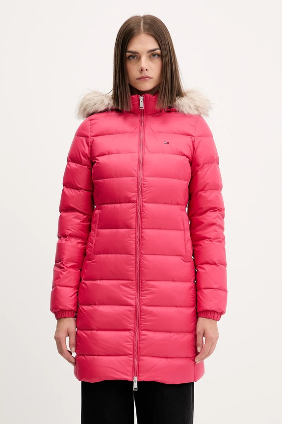 Tommy Jeans geacă de puf roz DW0DW18864