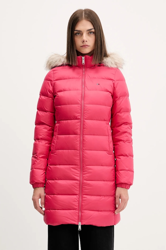 Tommy Jeans geacă de puf roz DW0DW18864