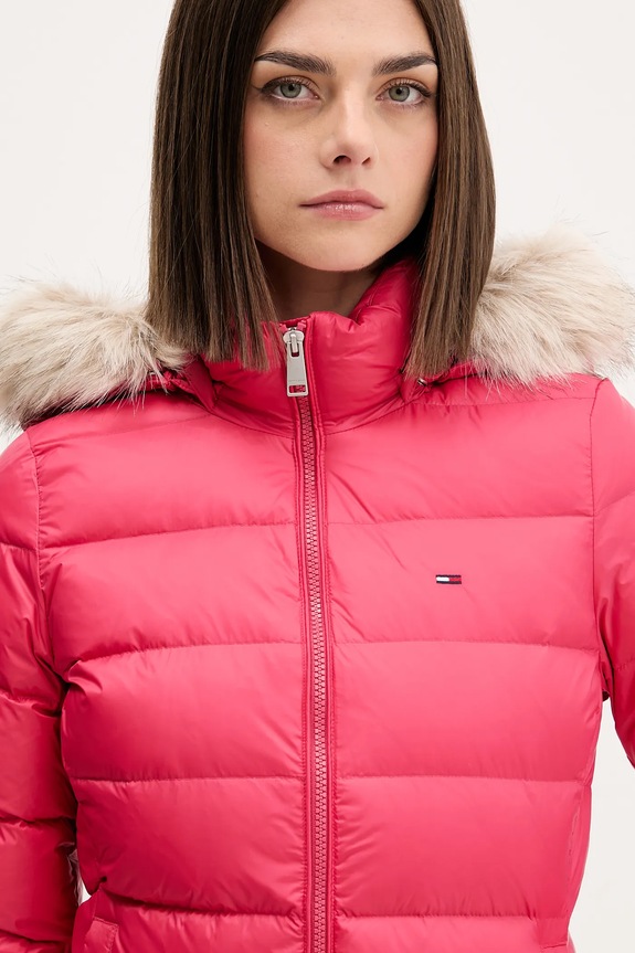 Tommy Jeans geacă de puf roz DW0DW18864