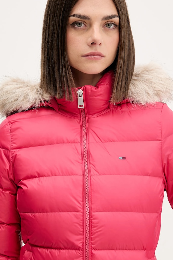 Tommy Jeans geacă de puf roz DW0DW18864
