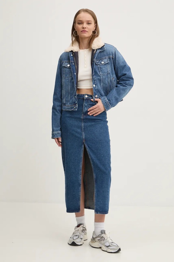 Odzież Tommy Jeans kurtka jeansowa DW0DW19699 niebieski