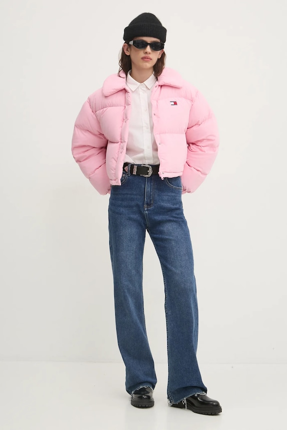 Péřová bunda Tommy Jeans DW0DW20390 růžová SS25