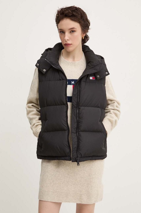 Pernati prsluk Tommy Jeans Planet friendly crna DW0DW18862