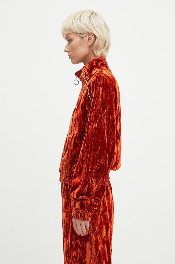 Martine Rose velvet sweatshirt Shrunken Track Jacket 164WF04202 orange AW24