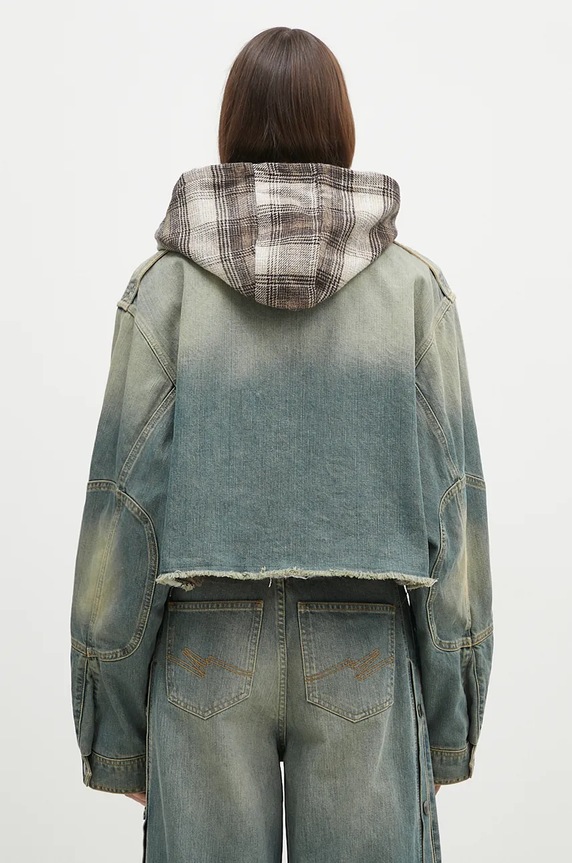Odzież Martine Rose kurtka Cut Denim Jacket 236WD02501 niebieski