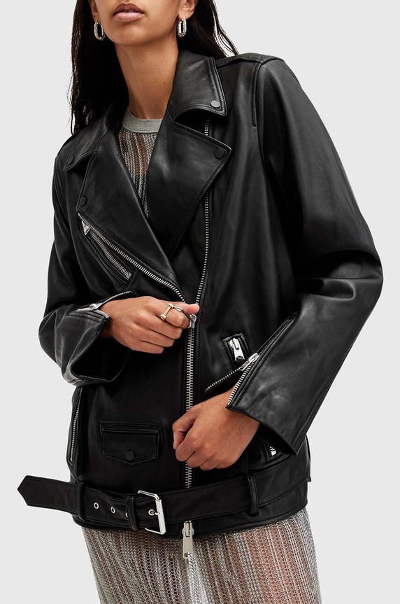 Kožená bunda AllSaints BILLIE W091LB čierna AA00