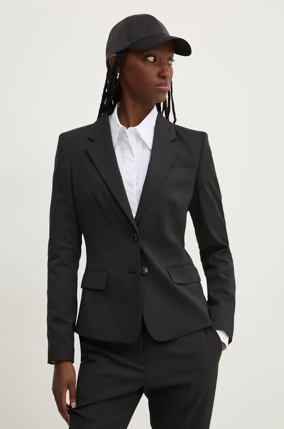 HUGO blazer con aggiunta di lana nero 50516131