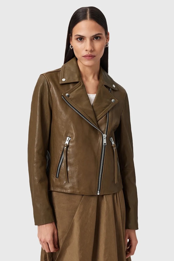 AllSaints bőrdzseki DALBY BIKER barna W099LB