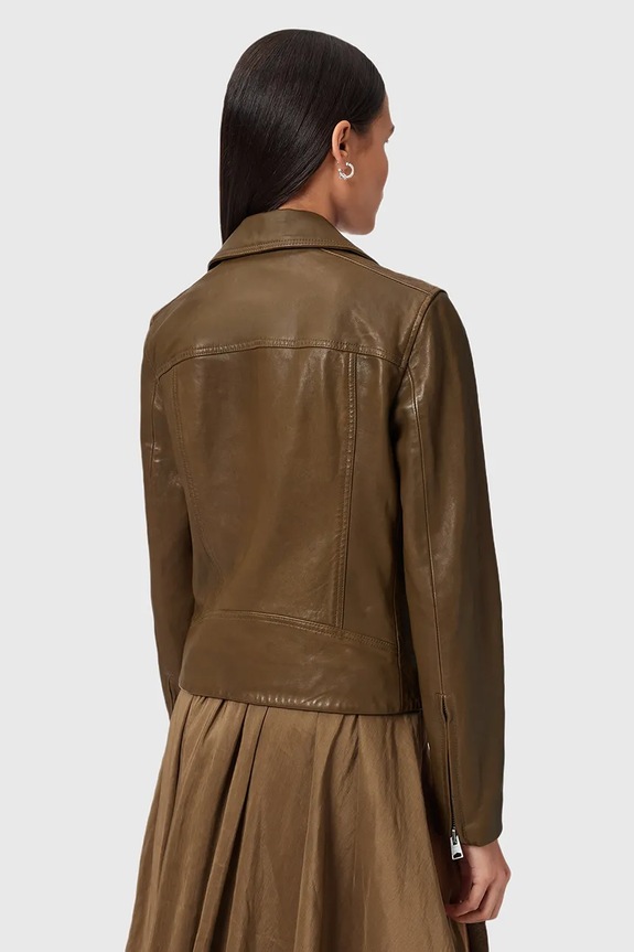 AllSaints bőrdzseki DALBY BIKER barna W099LB
