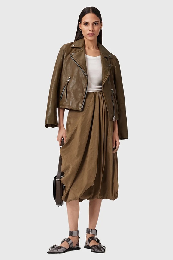 AllSaints bőrdzseki DALBY BIKER W099LB barna