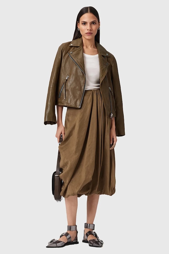 AllSaints bőrdzseki DALBY BIKER W099LB barna