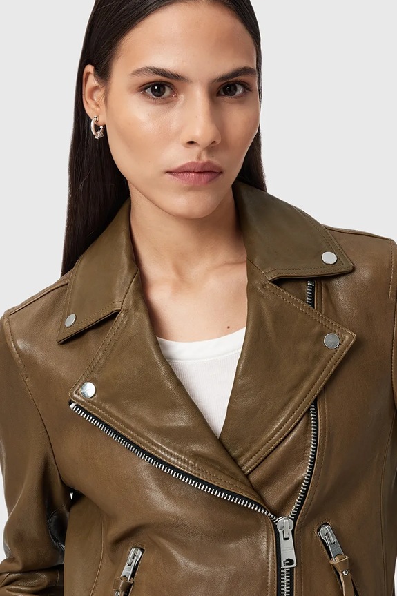AllSaints bőrdzseki DALBY BIKER W099LB
