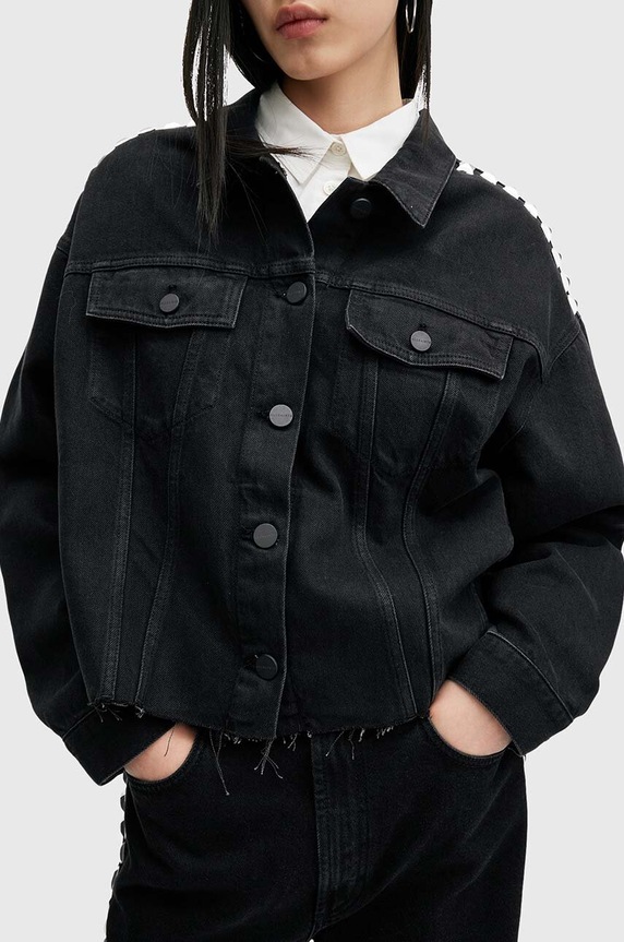 Oblečení Džínová bunda AllSaints PIPER STUD SHACKET W112PB černá