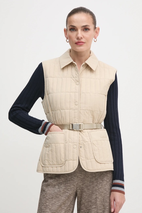 MACKAGE bezrękawnik puchowy bez kaptura beżowy HELIA