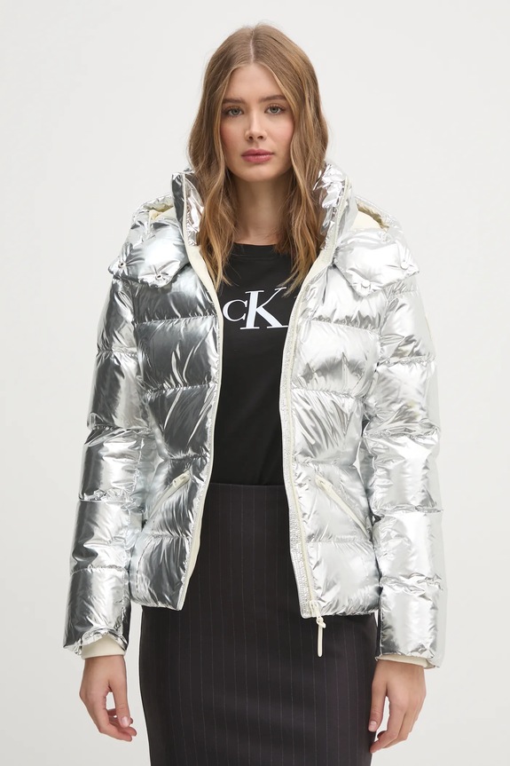 Μπουφάν με επένδυση από πούπουλα MACKAGE MADALYN.M ασημί AW24