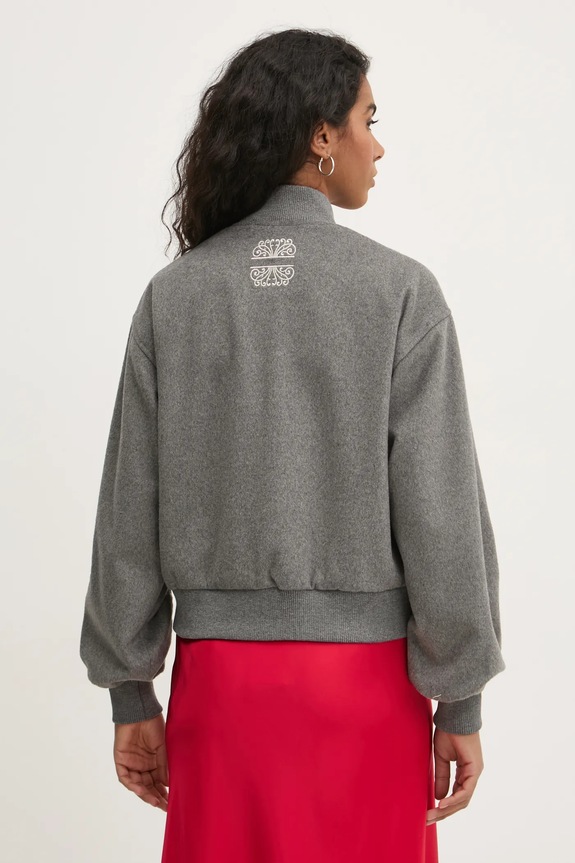 Odzież Never Fully Dressed kurtka bomber z domieszką wełny Midnight Romance Bomber NFDOU359 szary