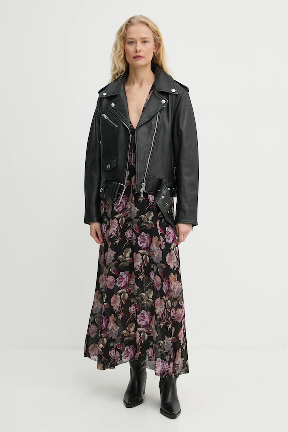 Kožený křivák Stand Studio ICON Biker Jacket 61792.7030 černá AW24