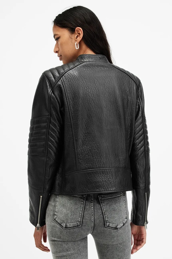 AllSaints bőrdzseki CAWLEY W027LA fekete