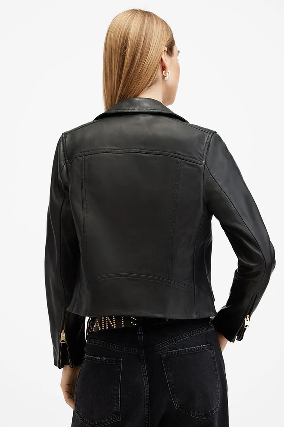 Kožená bunda AllSaints DALBY černá W086LB
