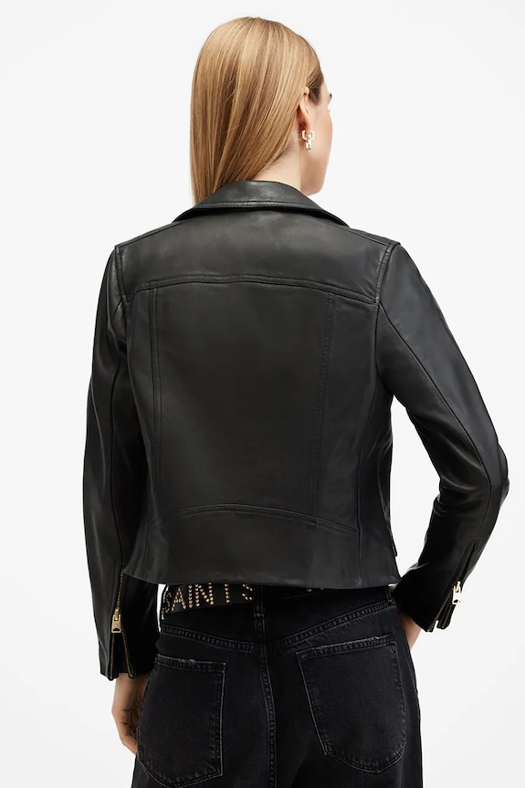 Kožená bunda AllSaints DALBY černá W086LB