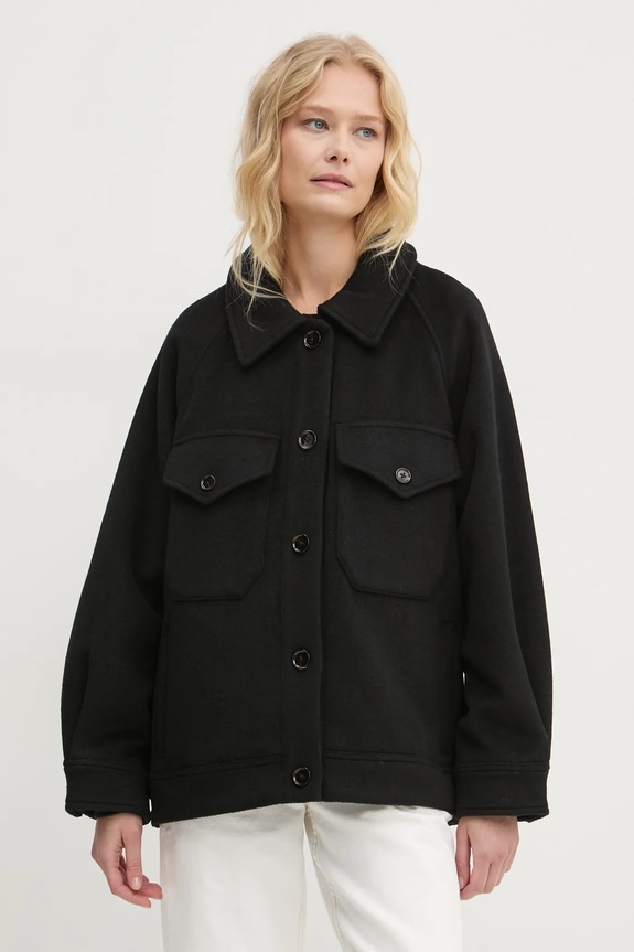 Vunena jakna Abercrombie & Fitch vuna crna KI144.4296.900