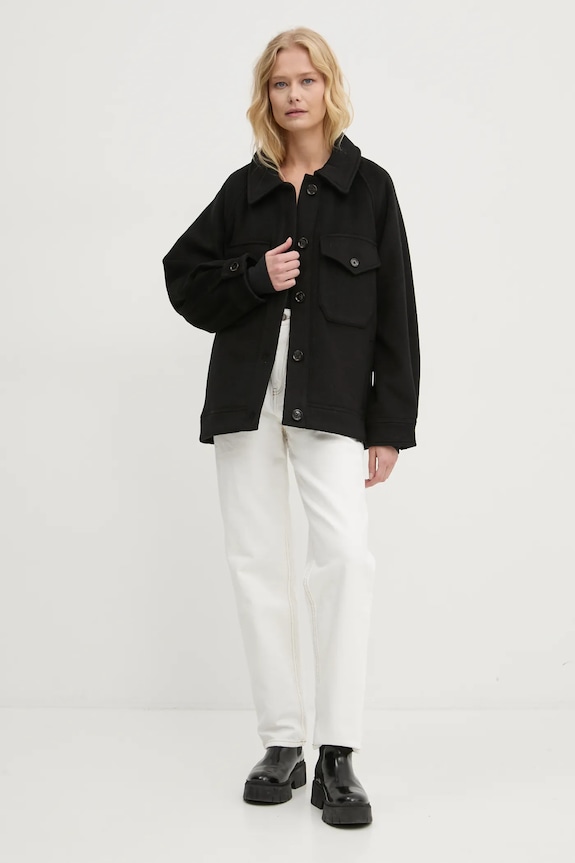 Vunena jakna Abercrombie & Fitch KI144.4296.900 crna AW24
