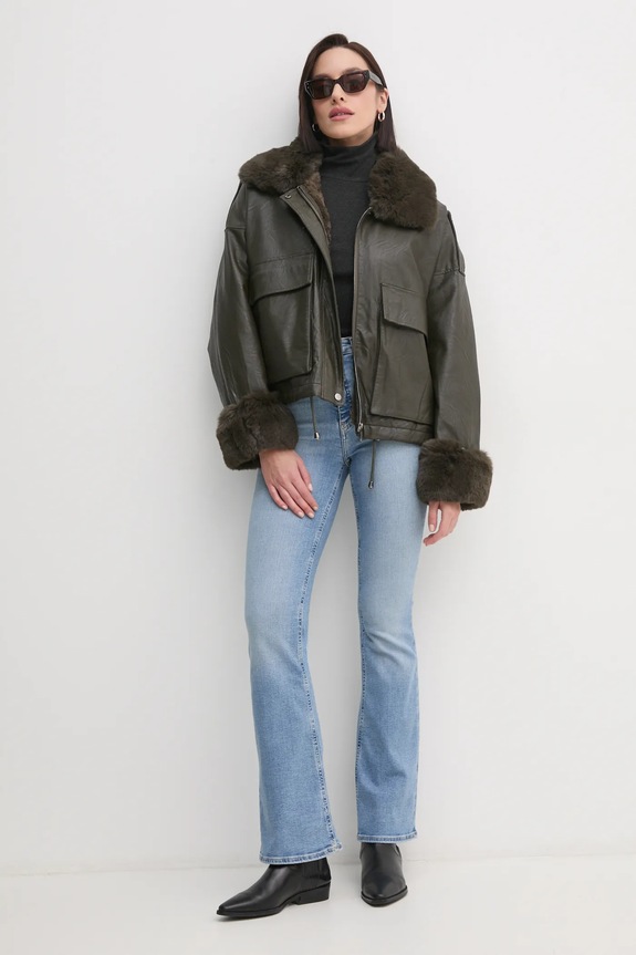 Μπουφάν Sandro Ferrone S130YBEEROS πράσινο AW24