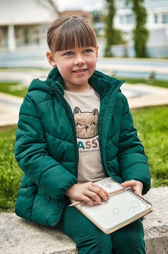 Dětská bunda Mayoral s podšívkou tyrkysová 415.6H.Mini.9BYH