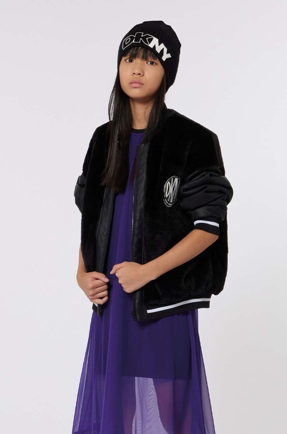 Dkny geaca bomber pentru copii cu captuseala negru D60237.156.162