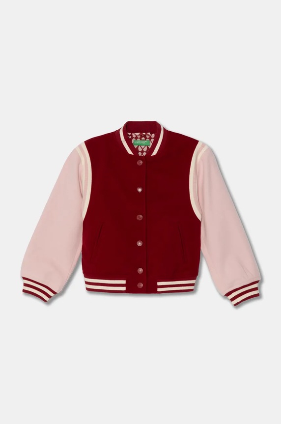 Детско яке бомбър с вълна United Colors of Benetton без качулка бордо 20PYCN04P.G.Seasonal
