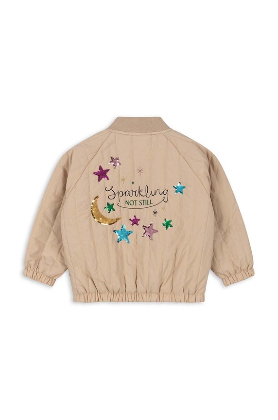 Детско яке бомбър Konges Sløjd JUNO SEQUIN BOMBER JACKET бомбър бежов KS101250