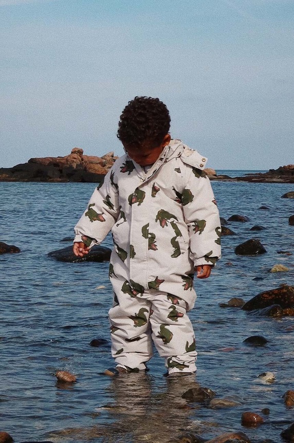Детски зимен гащеризон Konges Sløjd NOHR SNOWSUIT PRINT с изолация бежов KS101277