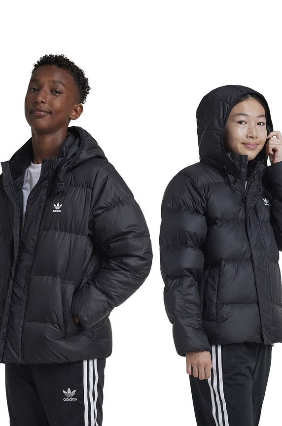 Detská páperová bunda adidas Originals DOWNACKET ELO zateplené čierna IY7498