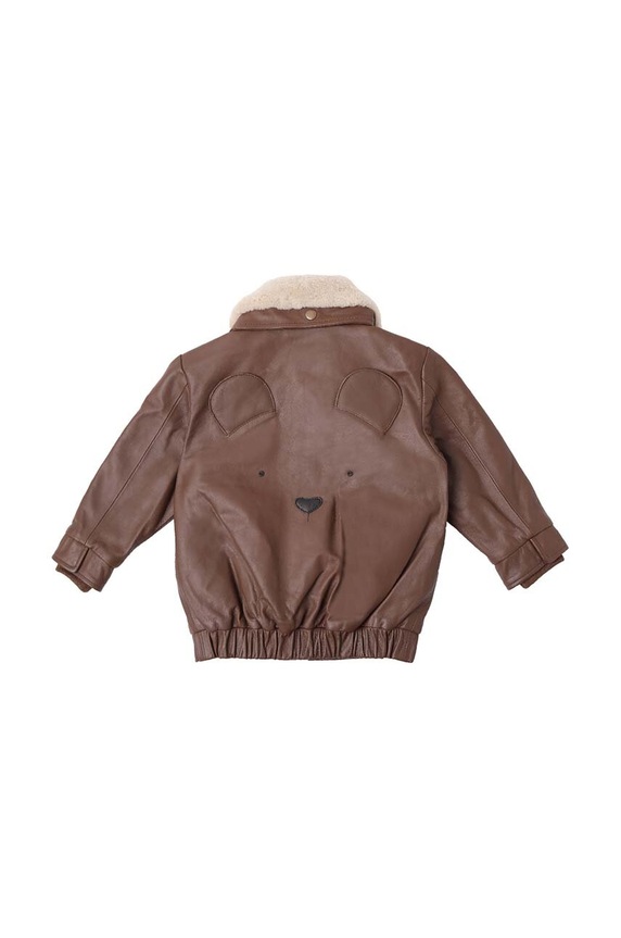 Băieți Donsje jachetă bomber din piele pentru copii Yuki Leather Jacket Bear 4058502. maro