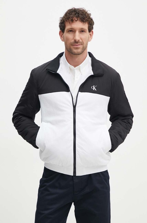 Calvin Klein Jeans kurtka bomber bez kaptura biały J30J325592