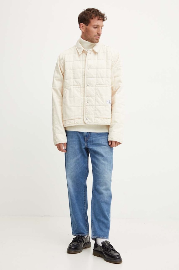 Calvin Klein Jeans kurtka bawełniana J30J325753 beżowy AW24