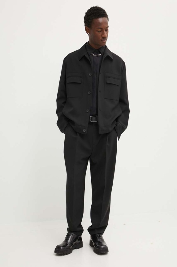Μπουφάν από μίγμα μαλλιού HUGO 50520384 μαύρο AW24