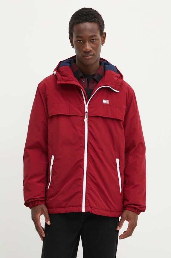 Tommy Jeans rövid kabát szigetelt burgundia DM0DM18908