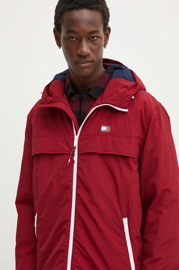 Tommy Jeans rövid kabát burgundia DM0DM18908